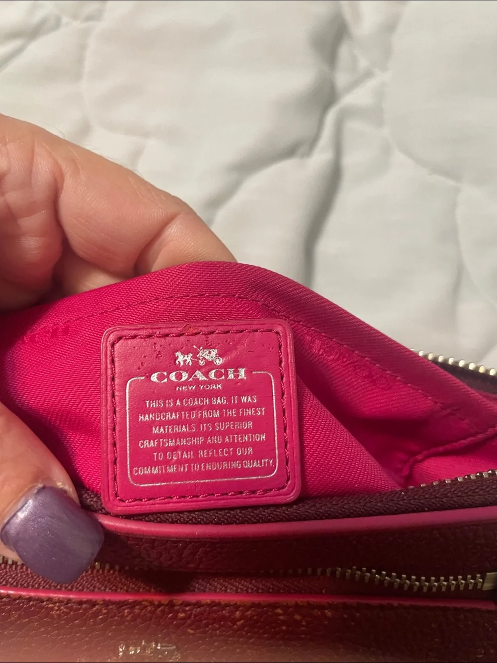Coach Nolita 24 wristlet pebbled leather burgundy/oxblood